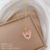 [Acero de titanio] Collar de diamantes con un lazo de amor y circonitas, ligero y lujoso, con un magnífico temperamento, cadena de clavícula para mujer que combina con todo, cadena de acero de titanio.