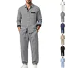 Conjunto de camisa de linho casual versátil de manga longa para homem, novo para o outono, europeu e americano, para Amazon