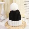 Estilo coreano ins Estilo Colorido Moda Chapéu de Malha Outono e Inverno Doce Feminino Chapéu de Bola de Pele com Veludo Chapéu de Lã Quente