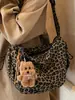 Bolso de Hombro Plegable Estampado de Leopardo Estilo Coreano 2025 Invierno Nuevo Aspecto Elegante Retro Bolso Tote Casual Estilo Occidental