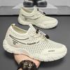 Zapatos de Hombre Verano Nuevo Transpirable Calado Zapatos de Malla Zapatos de Moda para Hombre Combinan con Todo Zapatillas de Suela Gruesa Casual Zapatos de Playa