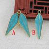 Accesorios para Joyería Goteo de Aceite Jade Imitación Azul Quemado Hecho a Mano DIY Conservación del Color Cobre Hoja de Arce Estilo Antiguo Material B3381