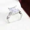 Anillo Sencillo y Elegante Estilo Palacio con Circonita Incrustada de Cuatro Garras, Anillo de Cobre Puro de Gama Alta y Grande para Mujer, Joyería Transfronteriza al por Mayor