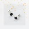 Pendientes de Plata S925 Nalan para Mujer Estilo Coreano Simples Negros Redondos Joyería de Oreja Corta con Perlas Ligeras Distintivas E4622