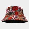 Chapéu de pescador de dupla face com padrão boêmio retrô e strass quente, para esportes ao ar livre de primavera e verão, chapéu de sol para férias, tendência