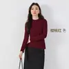 Camiseta Interior de Manga Larga para Mujer, Color Sólido, Transpirable, Algodón, Cuello Mao Pequeño, Capa Base, Nueva para Otoño Invierno, Simple, Ajustado, Tejido para Mujer
