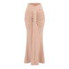 Saia Longa Bodycon Plissada de Cintura Alta Estilo Cauda de Peixe com Design Puro e Desejável, Meia Saia Elástica Slim-Fit de Verão para Mulheres