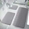 Alfombra de Piso de Terciopelo Suave Color Coral Sólido, Felpudo Absorbente para Baño, Juego de Tres Piezas para Inodoro, Alfombra de Piso Absorbente Antideslizante, Felpudo Enfriador