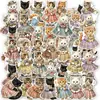50 pegatinas vintage de gatitos de palacio estilo europeo para uso transfronterizo, materiales de collage collage de acuarela pintados a mano de gatitos para vestidos Lolita para journaling
