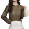 Top Corto Hueco de Color Sólido para Mujer Primavera Dopamina Transparente Protector Solar Cubre-Cintura Ajustable Chica Picante Camiseta de Manga Larga Verano Mujer