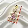 Colgante de oso de circón color oro real con baño de cobre, colgante de collar personalizado, accesorios para joyería DIY, venta al por mayor desde el fabricante