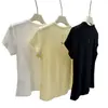 Camiseta Básica Versátil de Manga Corta Ajustada para Mujer, Cuello Redondo Elástico, Hombro Normal, Diseño de Caballo Bordado, Top de Verano