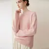 Chegada Outono/Inverno Novo Suéter Feminino de Cashmere 100% Espesso de Três Fios e Cinco Agulhas com Gola Redonda, Malha Solta, Manga Longa, Cor Sólida, Quente