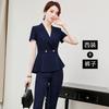Traje de negocios de verano para mujer, de manga corta, elegante, de alta gama, para esteticista, salón de belleza, herramientas, joyería, ropa de trabajo.