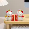 Gato de la Suerte de Estilo Chino Pacífico y Alegre Dibujo Animado Gatito Adorno de Escritorio Decoración de Escritorio de Oficina Regalo Creativo