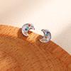 Pendientes de menisco redondos con hebilla giratoria de luna de diamantes de colores, tendencia de viento neutro, simples, pequeños, con forma de media luna y tornillo para oreja, clavo de hueso.