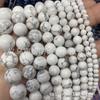 Fundido Ming comércio natural turquesa branca solta contas redondas produtos semi-acabados atacado DIY jóias artesanais pulseira colar acessórios