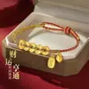 Dinero de los Cinco Emperadores 999 Oro de Pie Cuentas de Transferencia de Oro Pulsera de Oro Puro Dinero de la Suerte Año Cuerda Roja Cadena de Pie DIY para Hombres y Mujeres