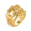 Anillo de oro arena de Vietnam boutique anillo de dragón dominante para hombre anillo de dragón hueco chapado en oro cobre puro imitación oro arena de Laos hombres