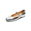 Zapatos de Primavera 2024 Nuevos de Punta Redonda Combinación de Colores Tacón Bajo Capa Única Zapatos Planos Mary Jane Retro de Piel de Vaca Boca Baja para Mujer