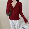 Cárdigan Chaqueta Temperamento Otoño Temprano Jiuzhi para Mujer Estilo Coreano Cuello en V Clavícula Suéter Tejido para Mujer Venta al por Mayor B8216