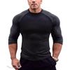 Nova camiseta de manga comprida com gola redonda da Amazon transfronteiriça solta respirável plus size camisa masculina casual manga raglan top