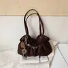 Bolso tote plisado de gamuza retro estilo coreano para mujer, nuevo modelo 2026, de gran capacidad, para llevar al hombro o debajo del brazo