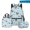Mochila Escolar para Estudante Kuromi Sanrio Impressa Novo Produto 3D, Lancheira, Estojo, Conjunto de Três Peças