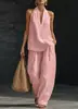 2026 Novo Conjunto de Moda Europeia e Americana Sem Mangas Solto com Alças para Mulheres, Conjunto de Duas Peças de Calça Pantalona Casual de Verão, Conjunto da Moda Tendência