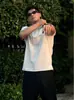 Camiseta Negra Henley de Moda Estilo Americano Transfronteriza para Hombre, Moda de Verano Manga Corta para Deporte y Fitness que Realza los Músculos
