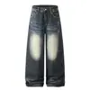 Jia Yi Ku Marca da Moda 2026 Novos Jeans Lavados com Bigodes Estilo Retrô Americano Lenço com Estampa de Leopardo Calças de Cintura Alta Personalizadas