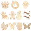 Etiquetas Colgantes Navideñas de Madera Transfronterizas Etiquetas Pequeñas de Madera Colgante Grabado Manualidades Joyería Regalos Procesamiento Hueco Láser