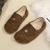 Pantuflas cálidas y mullidas, nuevos estilos otoño/invierno, de suela plana, fáciles de poner, forradas de algodón, con forro polar adicional, 2026, para mujer, cómodas para usar en exteriores
