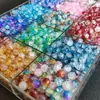 Cuentas Sueltas de Vidrio Transparente Hielo 8mm Degradado Hielo Agrietado Cuentas Explosivas Cuentas Redondas Pulsera de Cuentas Tejida a Mano DIY Cuentas Decorativas para Pulsera