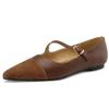 Diseño de Costura ~ Zapatos de Salón Retro de Boca Baja Puntiagudos para Mujer Zapatos Planos Mary Jane Nuevos
