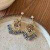Hermoso Círculo ~ Pendientes de Cristal Retro Bohemios Pendientes Marrones Maillard para Mujer Pendientes de Estilo Étnico Avanzado
