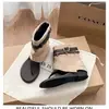 Sandalias de Tira en T Estilo Retro, Nuevo Estilo Primavera/Verano, Botas de Plataforma Estilo Wasteland, Botines Romanos Planos de Hebilla Metálica de Moda