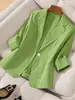 2026 Novo Blazer Feminino Soltinho Estilo Europeu e Americano Transfronteiriço com Mangas Médias e Um Botão, Jaqueta Elegante para o Trabalho Venda por Atacado
