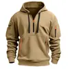 Sudadera con capucha para hombre de otoño e invierno transfronteriza con cremallera y múltiples bolsillos, chaqueta deportiva casual tipo pullover para hombre, talla europea