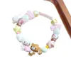 Pulsera tejida de corazón de amor con cuentas de conejo linda de dibujos animados para mujer, Pulsera de moda y de alta gama, Dulce y lujosa, Accesorio de mano versátil