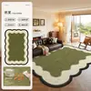 Alfombra de Segunda Mano 2026 Modelo Nuevo Forma Irregular Sala de Estar Verde Retro Alfombra para Sofá Persa Impermeable y Resistente a Manchas Dormitorio Alfombra de Mesita de Noche