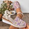 Sandalias de Moda de Talla Grande para Comercio Exterior 2024 Verano Listas para Usar Hebilla Trasera de Una Correa Huecas Cuña Baja Sandalias para Mujer