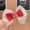 Nueva horquilla de lazo, accesorios para el cabello para niños, horquilla de tocado rojo de princesa, horquilla de corona de lazo rojo de terciopelo