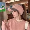Gorra de béisbol de invierno para coleta alta, gorra de punto para mujer, todo a juego, lana, parte superior vacía, engrosada, a prueba de frío, cálida, con visera