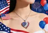 Pendientes de Estrella y Corazón del Día de la Independencia Más Vendidos Transfronterizos y Conjunto, Creativo Collar y Pendientes de Estrella y Corazón Completamente Diamantados