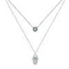 Nuevo Collar de Palma de Plata de Ley S925 para Mujer, Collar Ojo del Diablo, Cadena Doble para Clavícula, Envío Directo de Fábrica