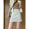 Falda Corta de Traje Negro para Mujer, Nuevo Estilo Verano 2026, Cintura Alta, Adelgazante, Ajustada, Bodycon, Falda Midi de Línea A Pequeña