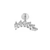 Brincos de Liga de Titânio Olho de Cavalo Oblíquo Seis Elos Zircônia G23 Titânio Espiral Interna Acessível Joias de Body Piercing de Luxo Unhas de Osso da Orelha