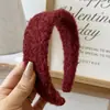 Diadema de lana de color liso con ala ancha Pasador de felpa Estilo bosque simple Versátil para recogido de cabello Diadema para el cabello Elegante y juvenil