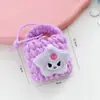 Funda de Punto Hecha a Mano de Dibujos Animados para Auriculares, Bolsa de Almacenamiento, Billetera Tejida, Llavero Colgante Encantador